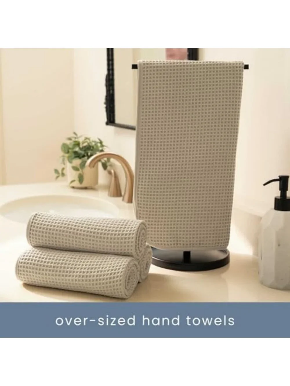 Cozy Beige Waffle Bath Towel Set - 6 Soft, Absorbent Towels for Spa-Like Luxury